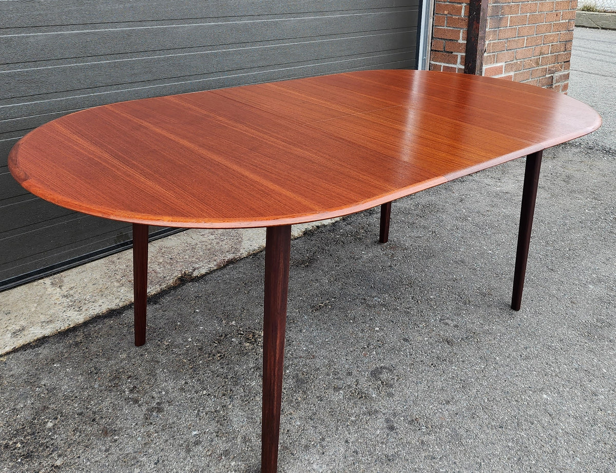 REFINISHED Mid Century Modern Teak Table Oval w Butterfly Leaf 62