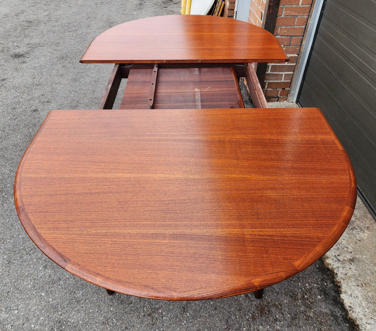 REFINISHED Mid Century Modern Teak Table Oval w Butterfly Leaf 62