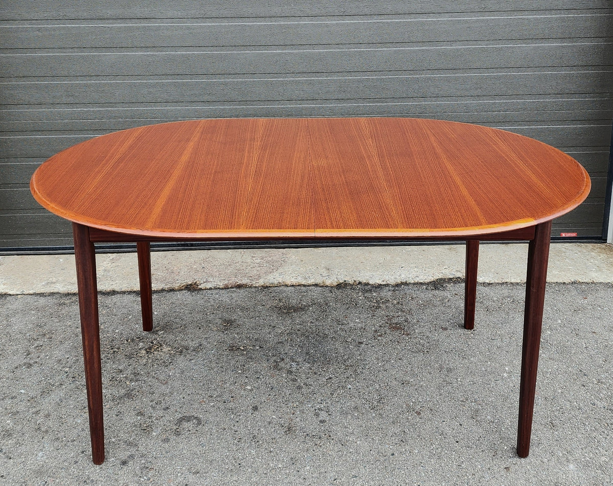 REFINISHED Mid Century Modern Teak Table Oval w Butterfly Leaf 62