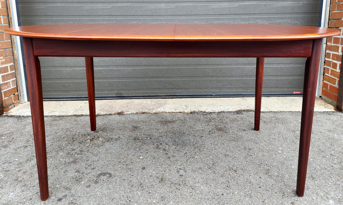 REFINISHED Mid Century Modern Teak Table Oval w Butterfly Leaf 62