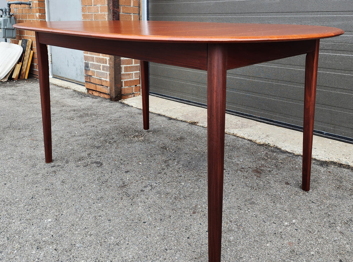 REFINISHED Mid Century Modern Teak Table Oval w Butterfly Leaf 62