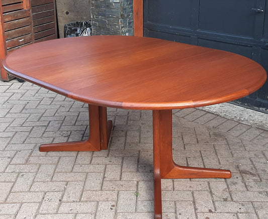 REFINISHED MCM Teak Dining Table Round to Oval w 1 leaf 48" - 68"