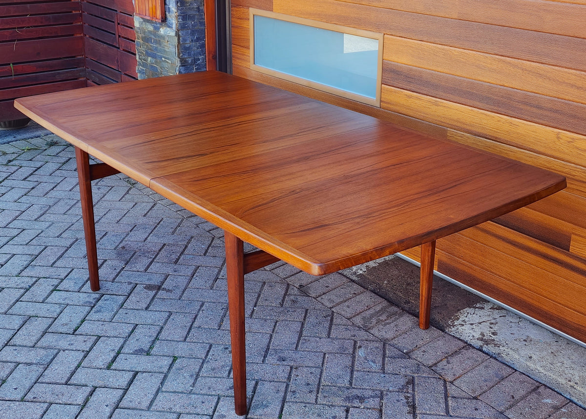REFINISHED Mid Century Modern Teak Table Rectangular w 1 Leaf 66