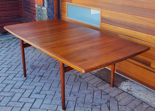 REFINISHED Mid Century Modern Teak Table Rectangular w 1 Leaf 66"-84",