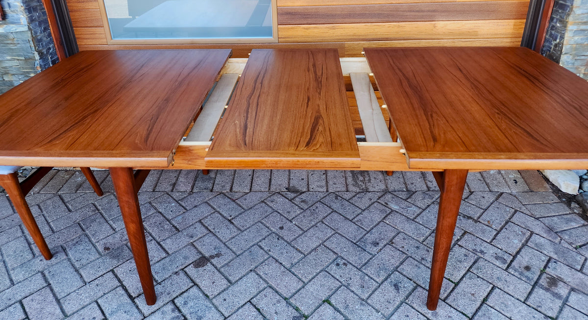 REFINISHED Mid Century Modern Teak Table Rectangular w 1 Leaf 66