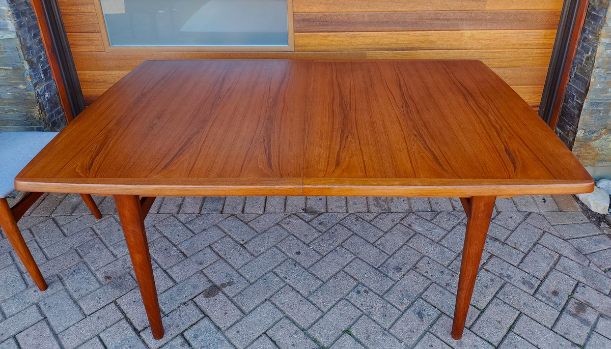 REFINISHED Mid Century Modern Teak Table Rectangular w 1 Leaf 66