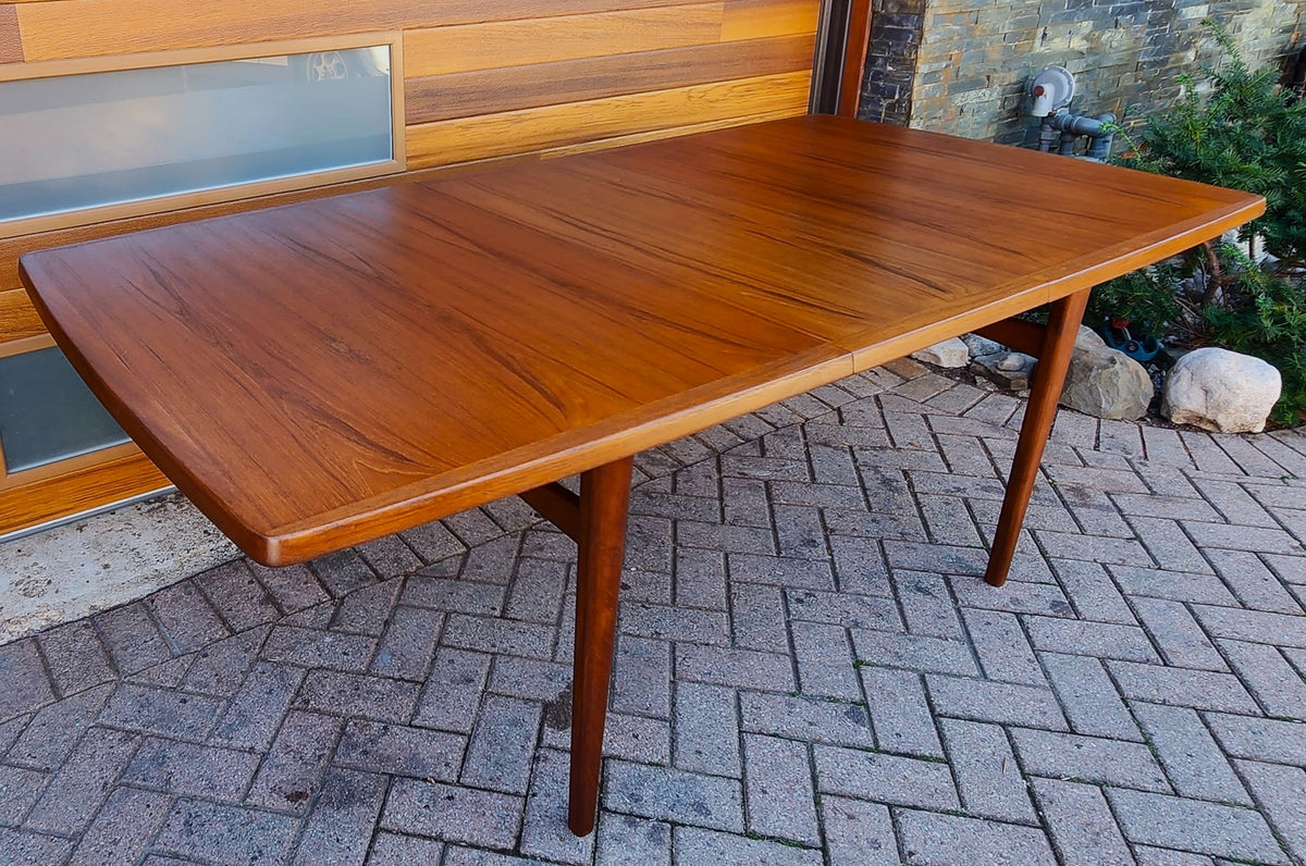 REFINISHED Mid Century Modern Teak Table Rectangular w 1 Leaf 66