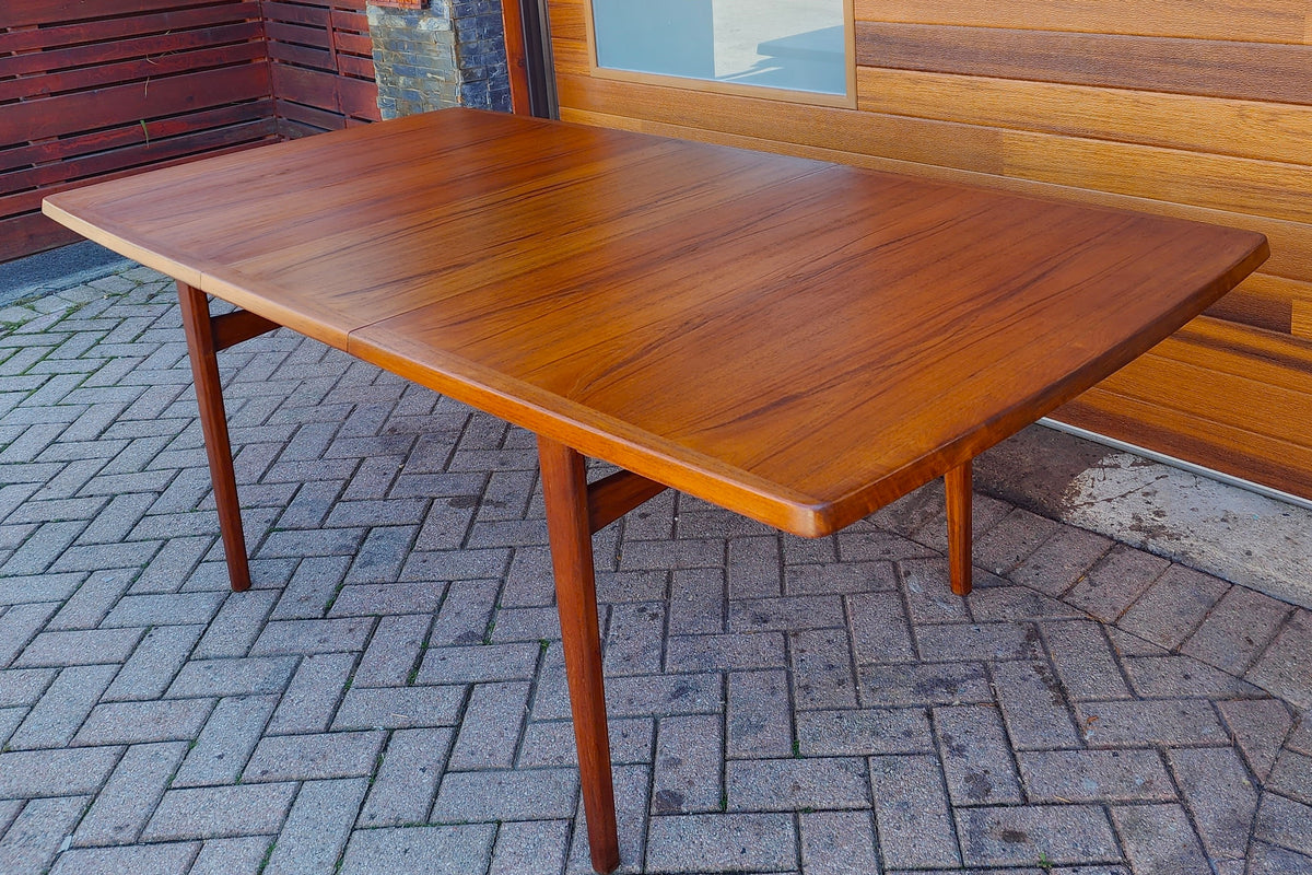 REFINISHED Mid Century Modern Teak Table Rectangular w 1 Leaf 66