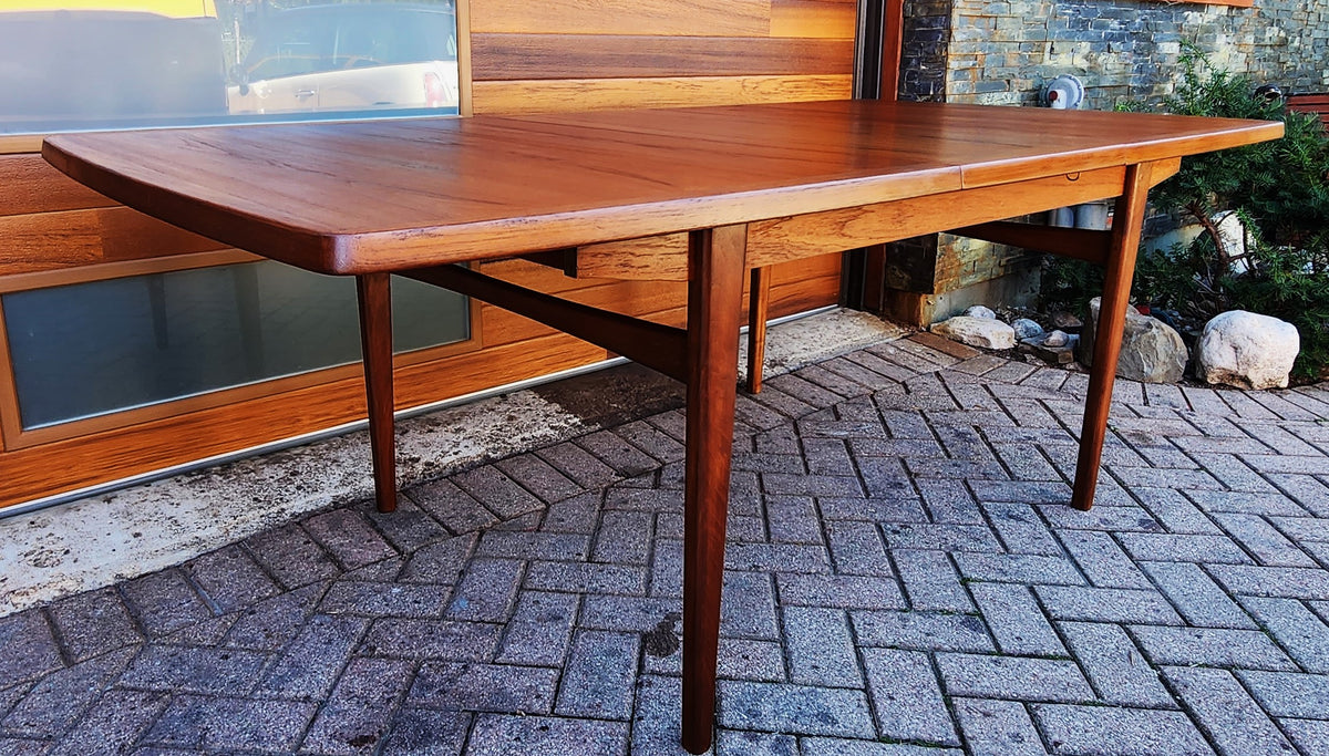 REFINISHED Mid Century Modern Teak Table Rectangular w 1 Leaf 66