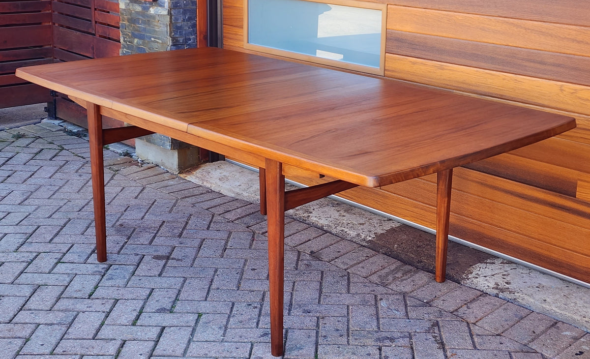 REFINISHED Mid Century Modern Teak Table Rectangular w 1 Leaf 66