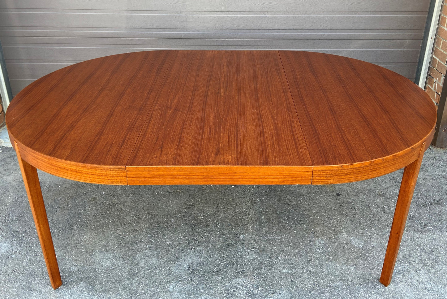 REFINISHED Danish Mid Century Modern Teak Table 47"-71" Round to Oval by N. Koefoed