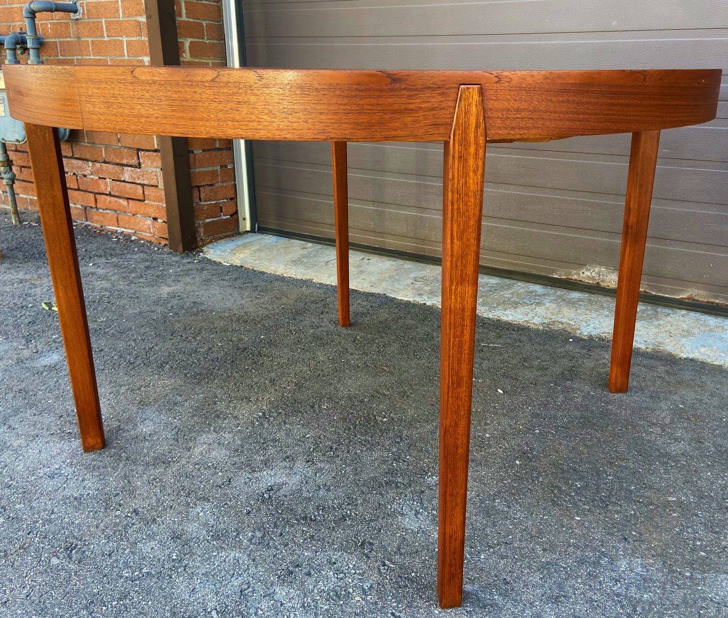 REFINISHED Danish Mid Century Modern Teak Table 47"-71" Round to Oval by N. Koefoed