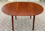 REFINISHED MCM Teak Table Round to Oval w 1 Leaf 42-56