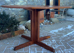 REFINISHED Danish MCM Teak Table Round w Pedestal Legs 4ft 3