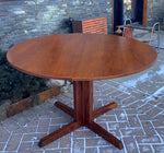 REFINISHED Danish MCM Teak Table Round w Pedestal Legs 4ft 4