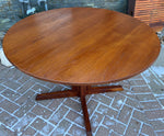 REFINISHED Danish MCM Teak Table Round w Pedestal Legs 4ft 5