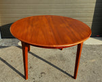 REFINISHED Mid Century Modern Teak Dining Table Round w 2 Leaves 49