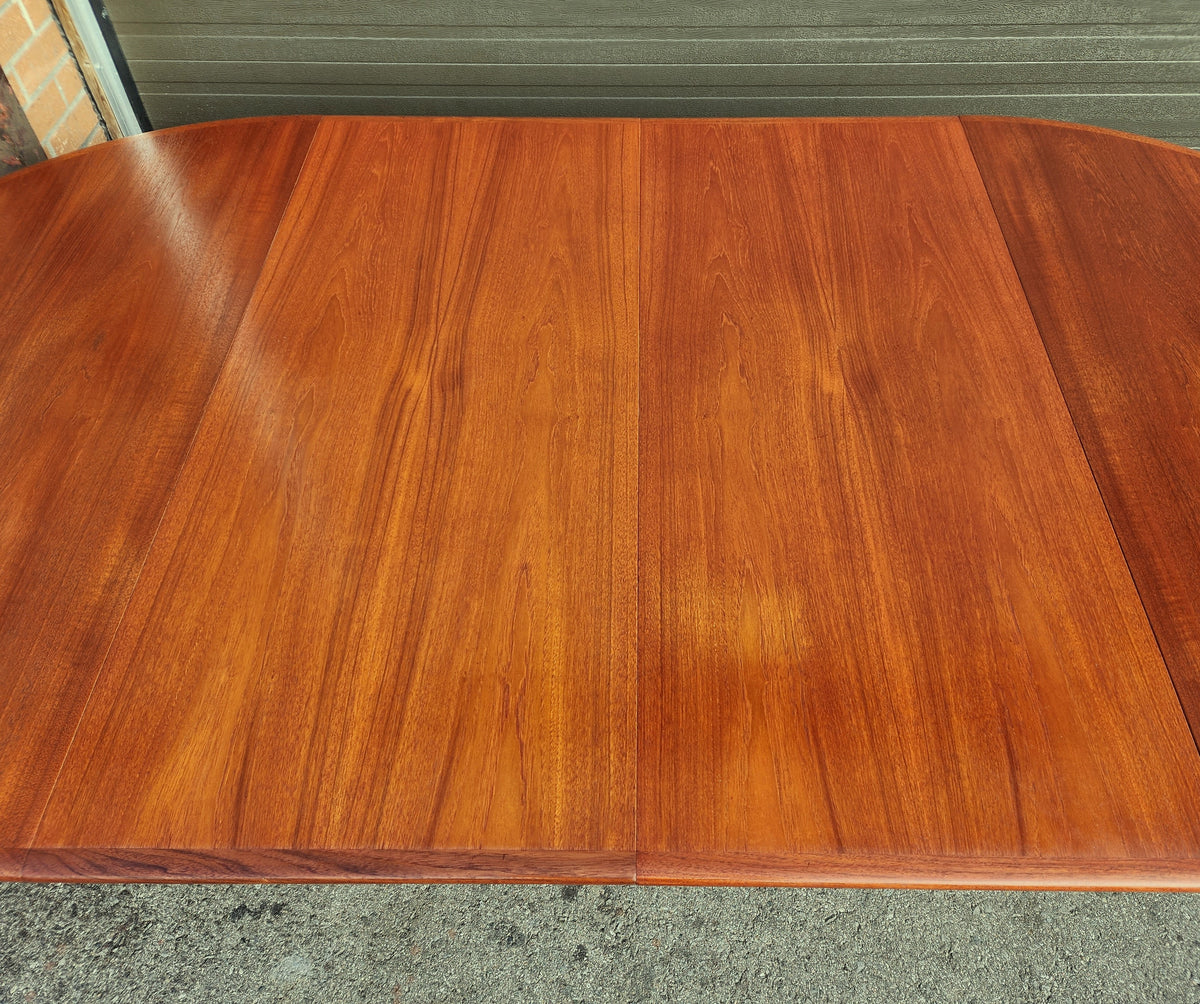 REFINISHED Mid Century Modern Teak Dining Table Round w 2 Leaves 49