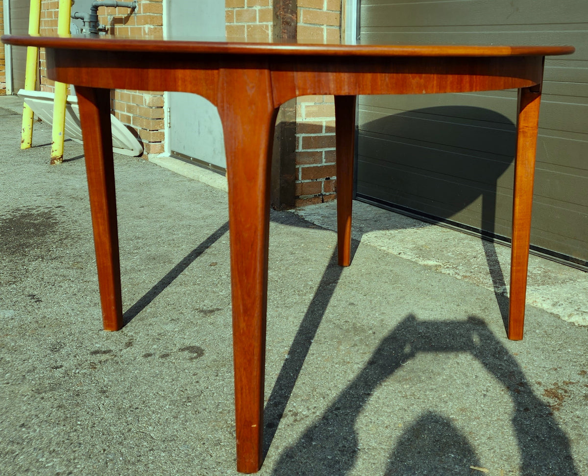REFINISHED Mid Century Modern Teak Dining Table Round w 2 Leaves 49