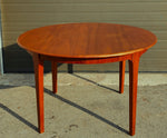 REFINISHED Mid Century Modern Teak Dining Table Round w 2 Leaves 49