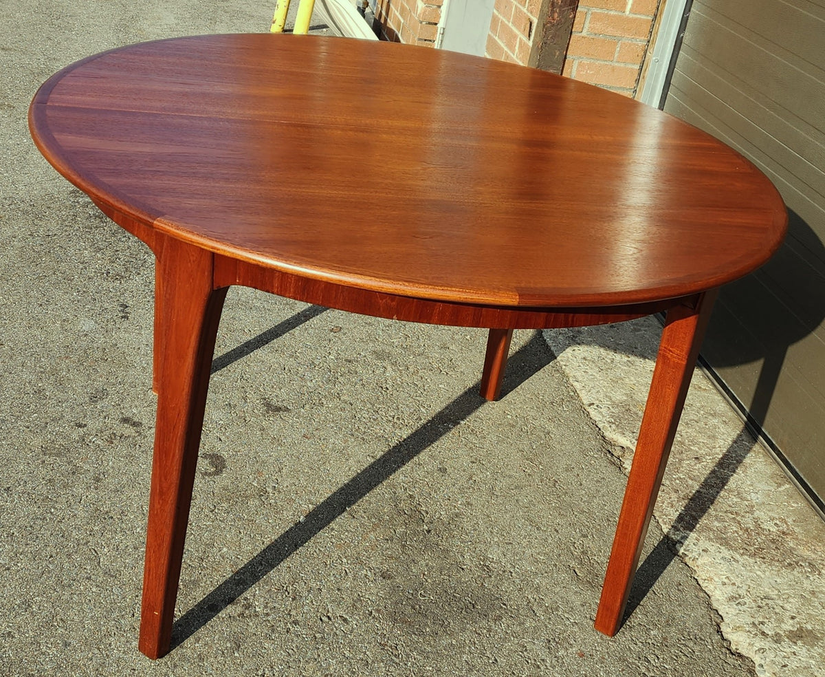 REFINISHED Mid Century Modern Teak Dining Table Round w 2 Leaves 49