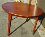 REFINISHED Mid Century Modern Teak Dining Table Round w 2 Leaves 49
