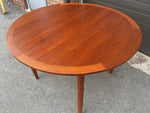REFINISHED Swedish Mid Century Modern Teak Table Round to Oval 43