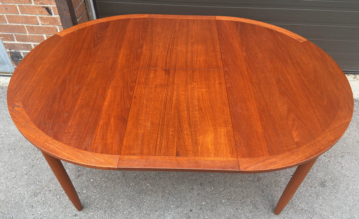 REFINISHED Swedish Mid Century Modern Teak Table Round to Oval 43"-59"