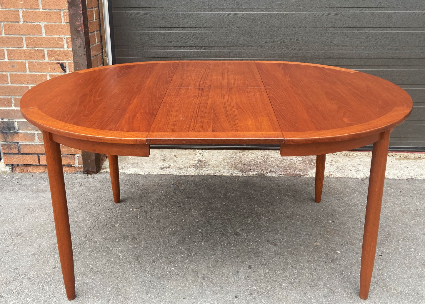 REFINISHED Swedish Mid Century Modern Teak Table Round to Oval 43"-59"