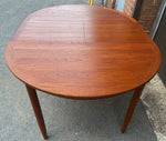 REFINISHED Swedish Mid Century Modern Teak Table Round to Oval 43