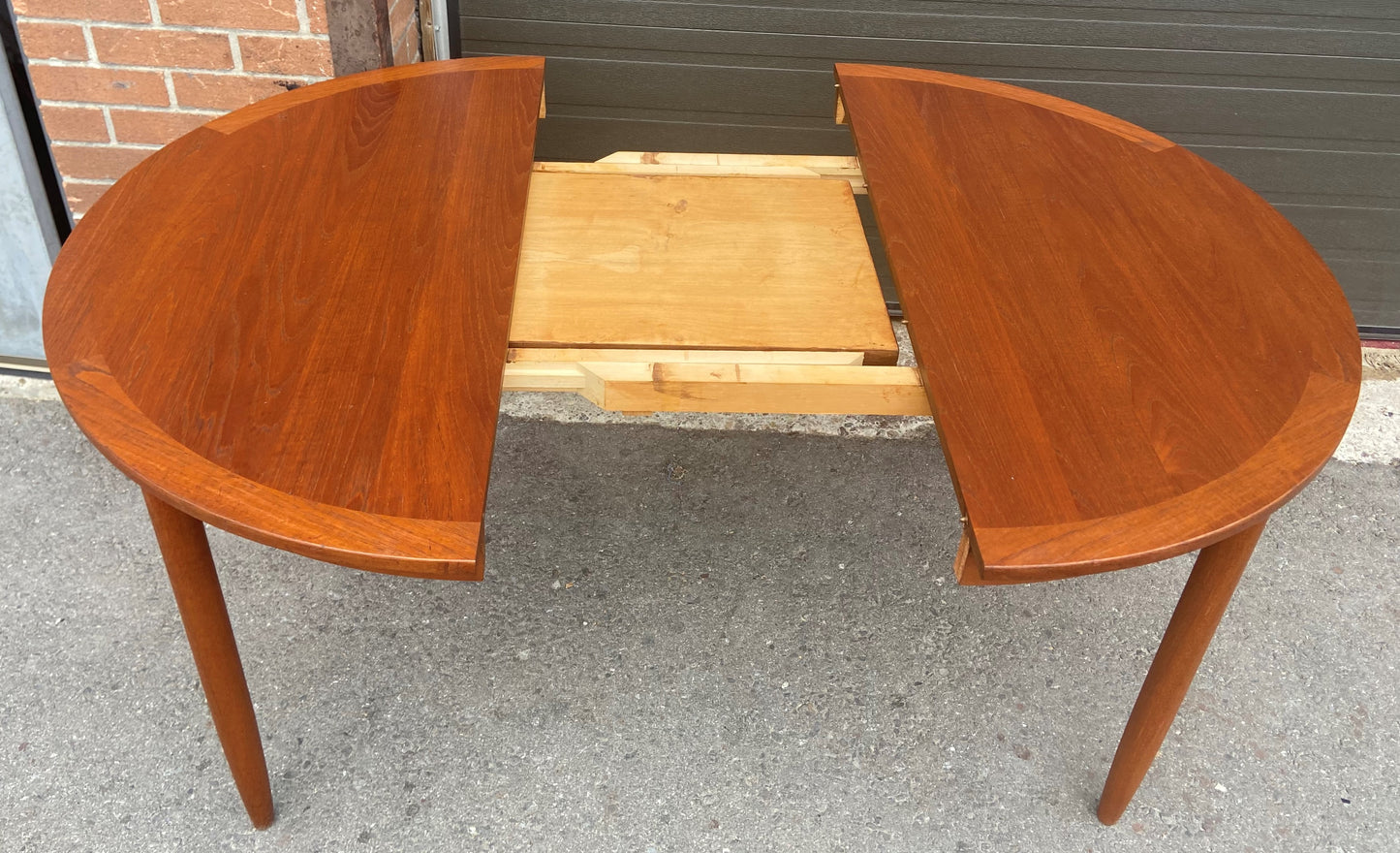 REFINISHED Swedish Mid Century Modern Teak Table Round to Oval 43"-59"