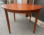 REFINISHED Swedish Mid Century Modern Teak Table Round to Oval 43
