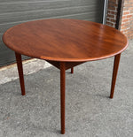 REFINISHED Mid Century Modern Teak Table Round w Butterfly Leaf 43