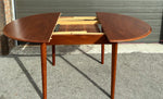 REFINISHED Mid Century Modern Teak Table Round w Butterfly Leaf 43
