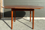 REFINISHED Mid Century Modern Teak Table Round w Butterfly Leaf 43
