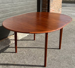 REFINISHED Mid Century Modern Teak Table Round w Butterfly Leaf 43
