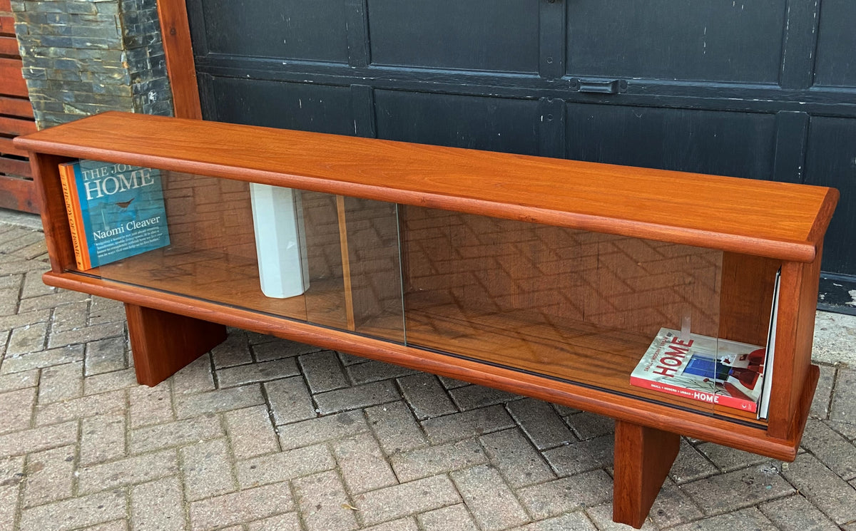 REFINISHED Danish MCM Teak Display TV Console Bench 73.5