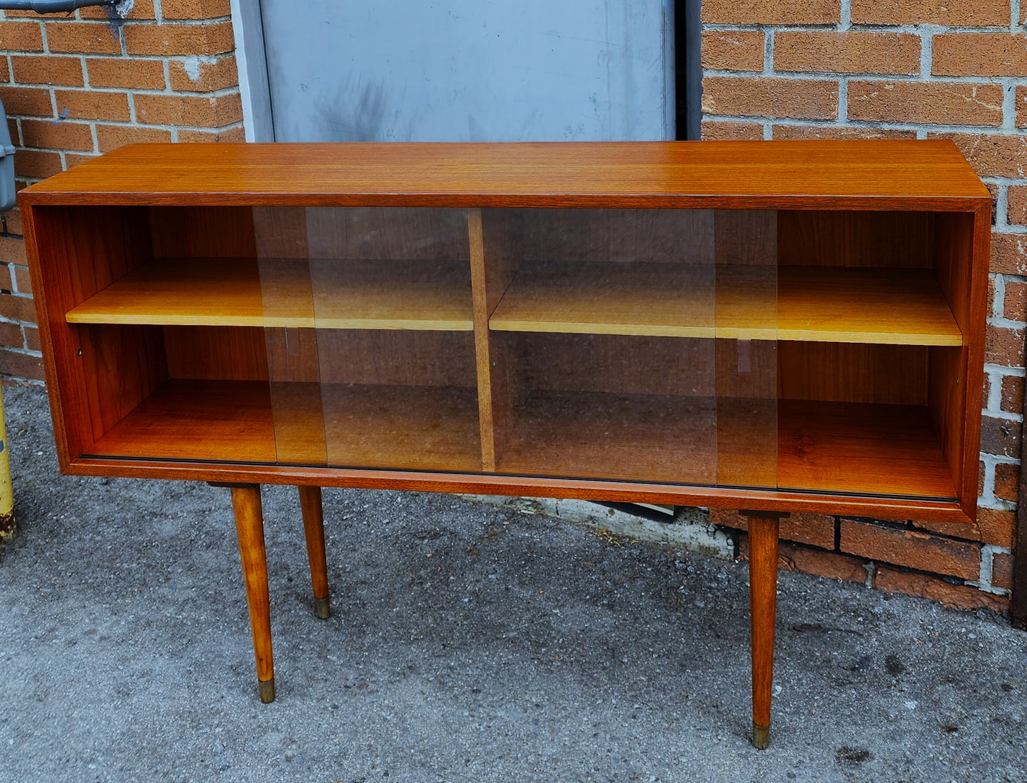 On Hold***REFINISHED Mid Century Modern Teak Bookcase Display 47.5"