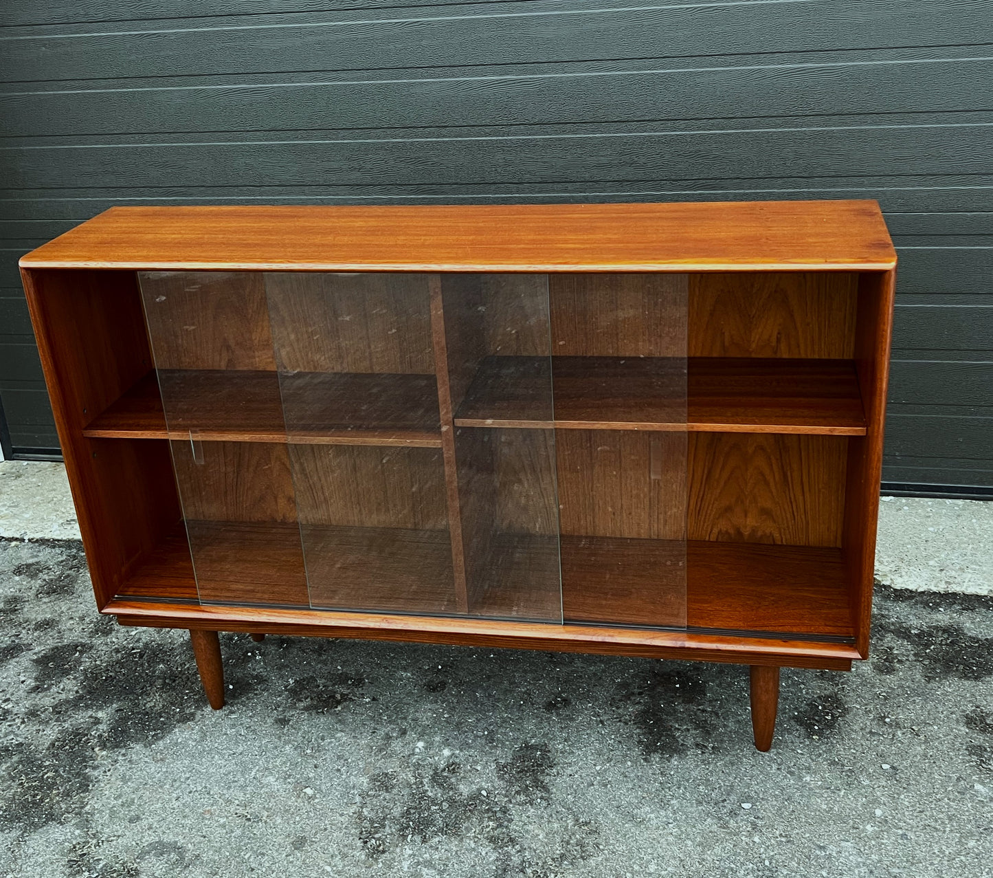 REFINISHED Mid Century Modern Teak Display Bookcase 48"