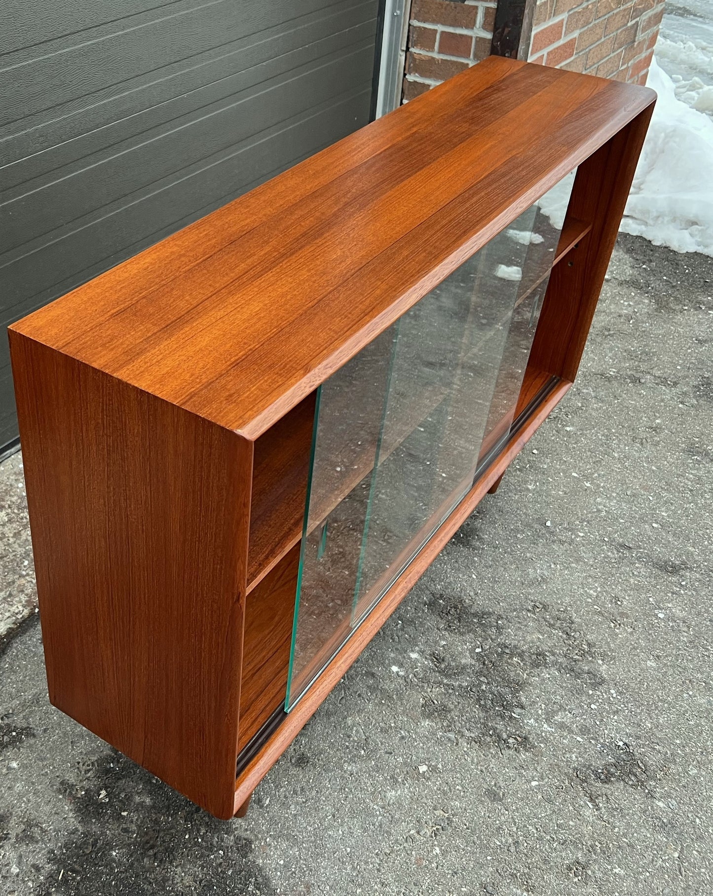 REFINISHED Mid Century Modern Teak Display Bookcase 48"