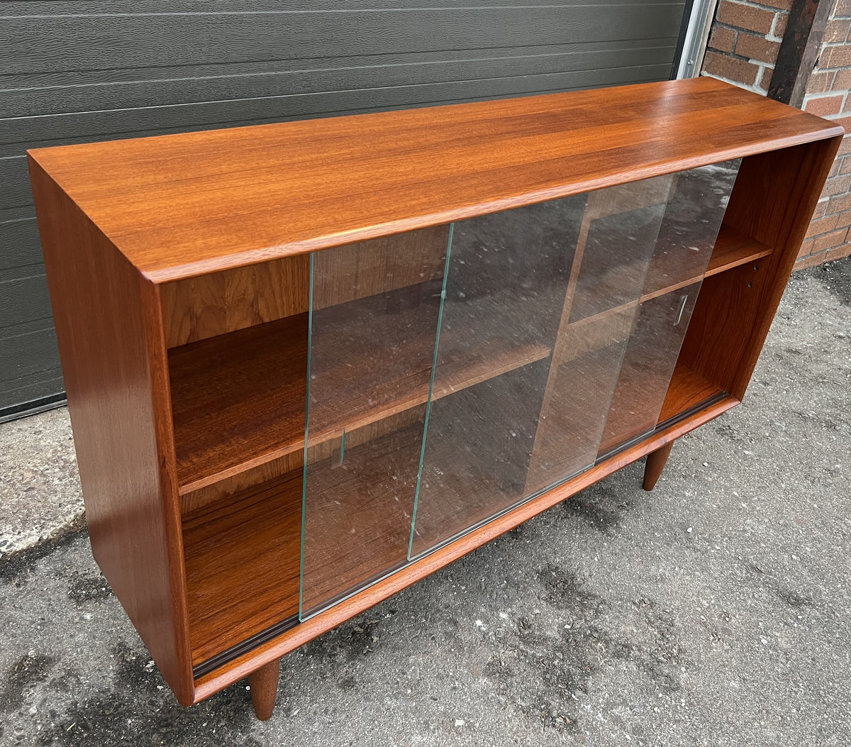 REFINISHED Mid Century Modern Teak Display Bookcase 48