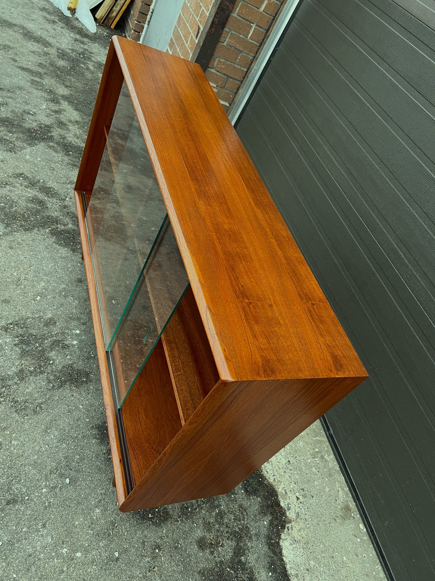 REFINISHED Mid Century Modern Teak Display Bookcase 48"