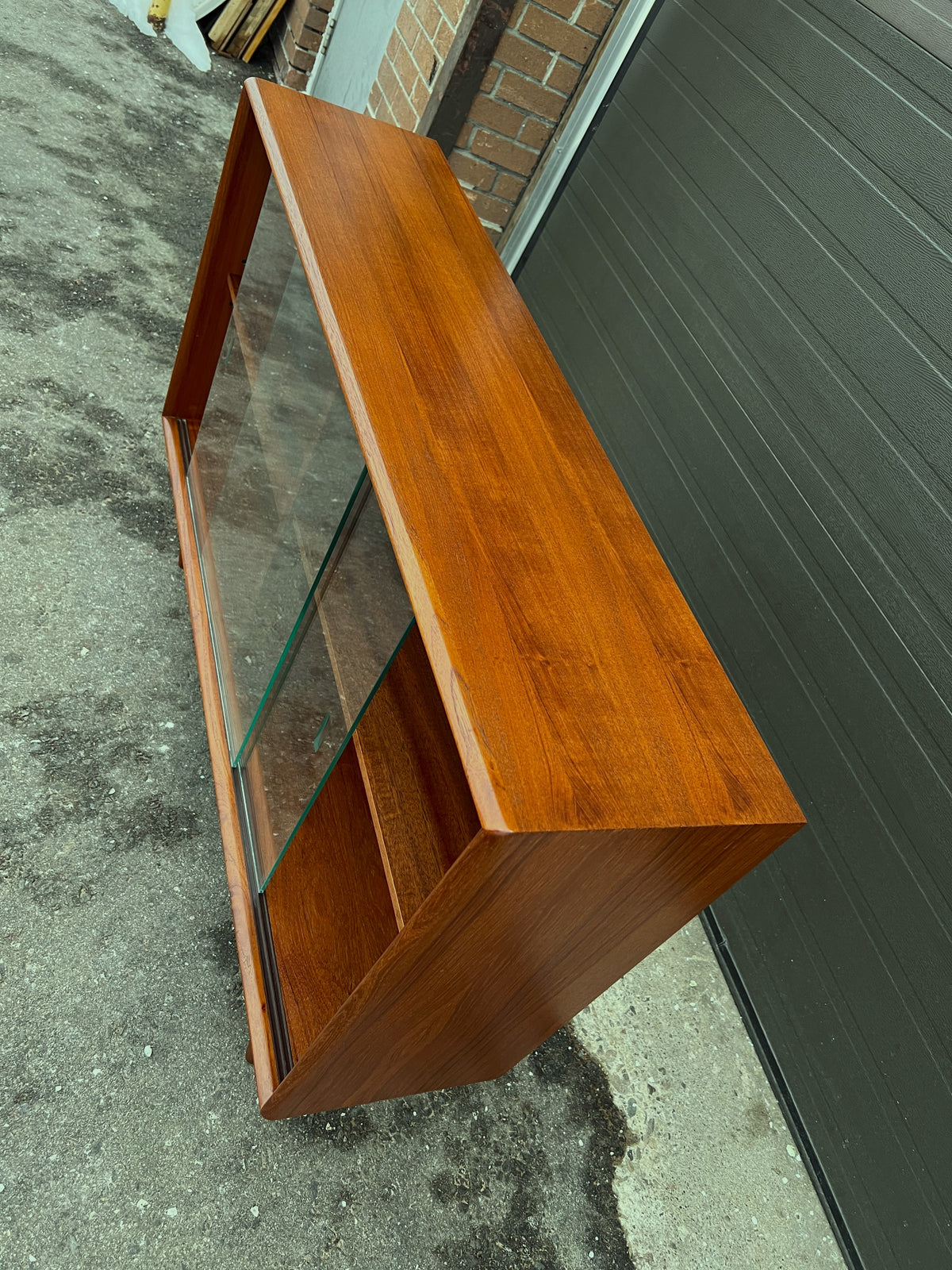 REFINISHED Mid Century Modern Teak Display Bookcase 48