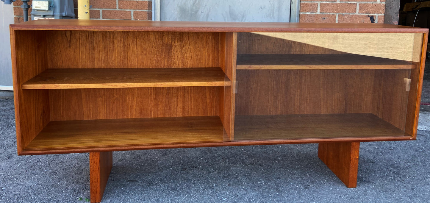 REFINISHED Mid Century Modern Teak Bookcase Display Console 5 ft