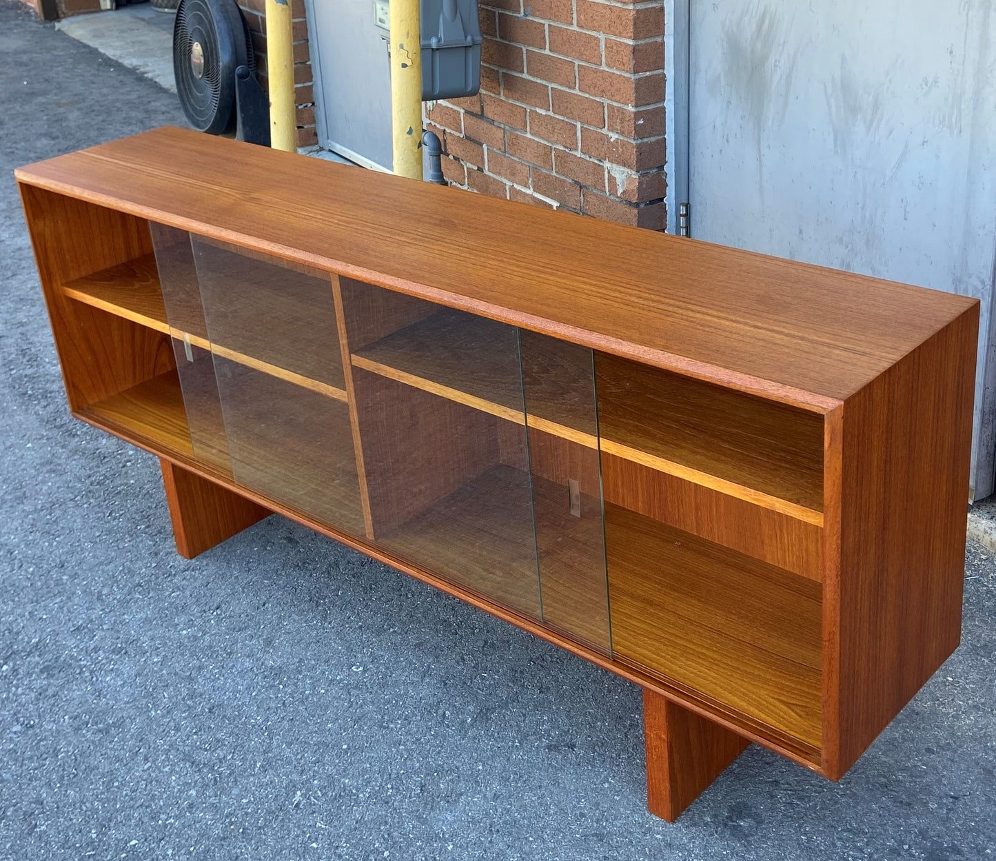 REFINISHED Mid Century Modern Teak Bookcase Display Console 5 ft