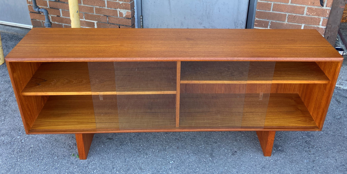 REFINISHED Mid Century Modern Teak Bookcase Display Console 5 ft