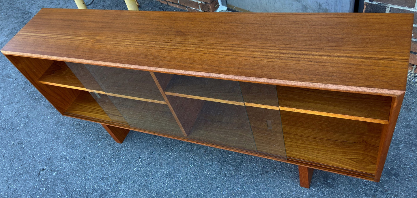 REFINISHED Mid Century Modern Teak Bookcase Display Console 5 ft