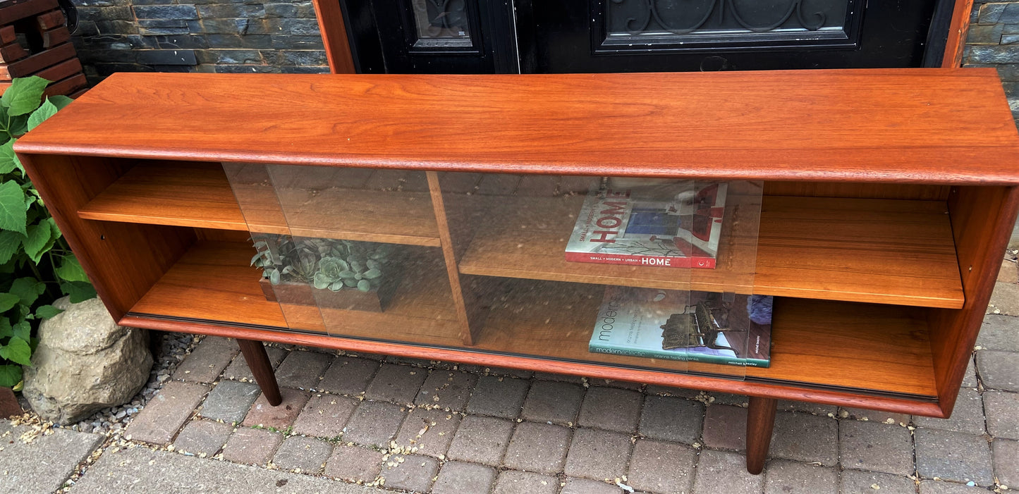 REFINISHED MCM Teak Bookcase Display Media Console 59.5", Perfect