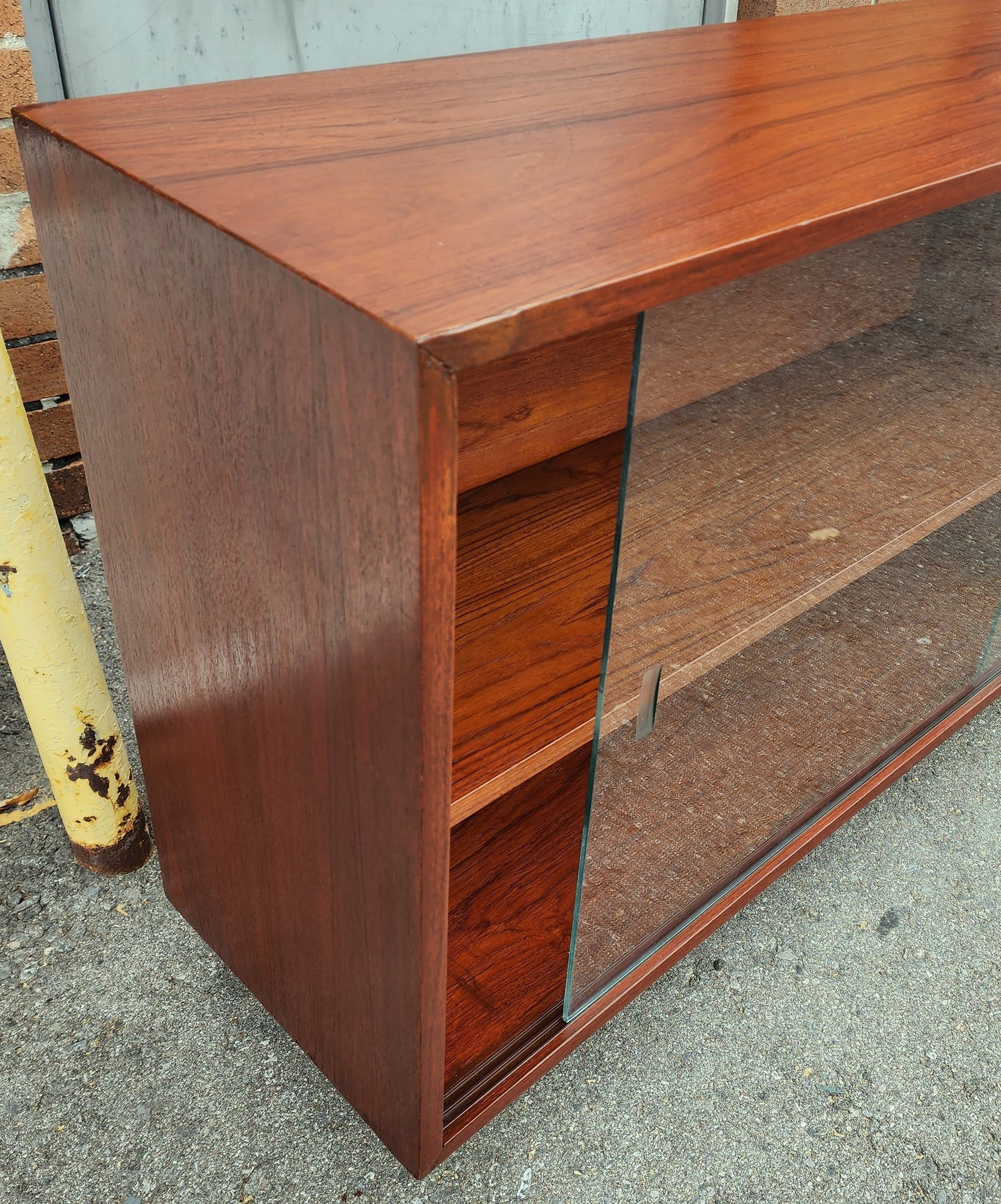 REFINISHED Mid Century Modern Teak Bookcase Display Console 6 ft