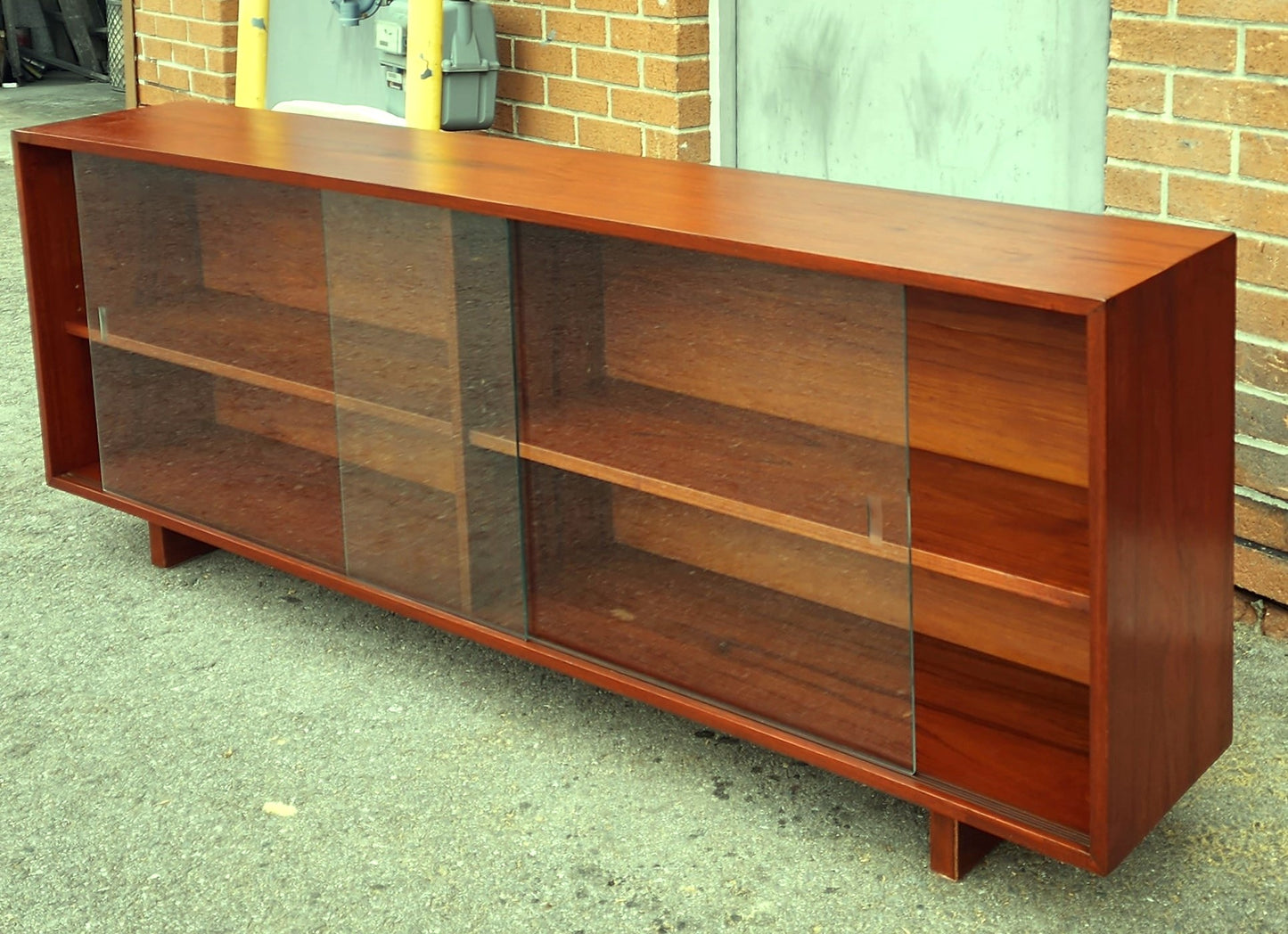 REFINISHED Mid Century Modern Teak Bookcase Display Console 6 ft